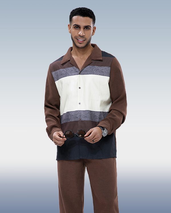 0033d4bdbe8e8b0a94b79e3f51bf1de1d0a4d5ff5aca6f96d8700267be31354f.jpg Suitmens Men's Brown Suede Long Sleeve Walking Suit 028