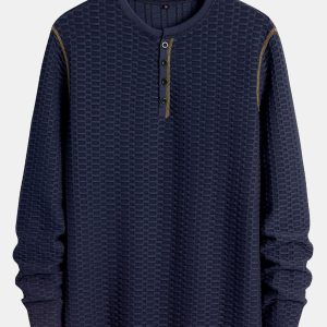 03dcda5719d2ea7378c5d8c3d2bbb41a249a9e06ba489d0eb35738781d0e6ff4.jpg Long Sleeve Muscle Fit Knitted Textured Henley Shirt