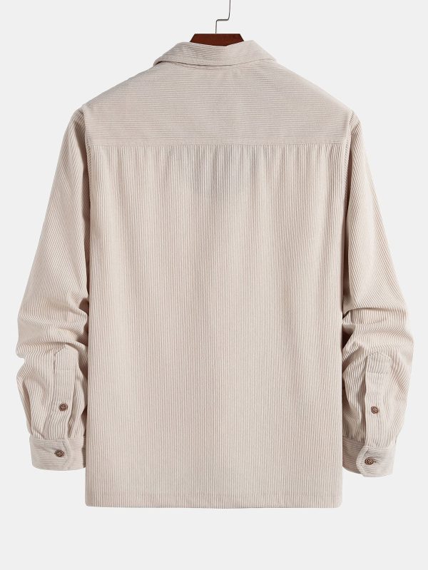 Long Sleeve Polo Collar Corduroy Shirt & Shorts