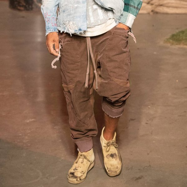 Mens Fashion Stitching Pull-out Casual Pants