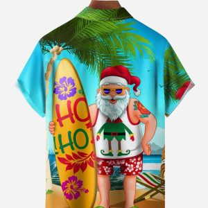 071934159d117bdd1135bc57781dfd56259a371b355fd6d68b6fc1b8c0b22574.jpg Santa Claus Chest Pocket Short Sleeve Hawaiian Shirt