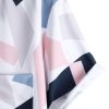 Geometric Print Button Up Shirt With Pocket & Short Length Swim Shorts