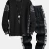Paisley Print Panel Waffle Sweatshirt & Corduroy Paisley Print Panel Pants
