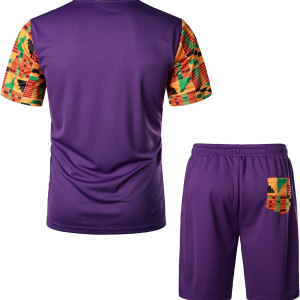 0c273ba5755b9d696ab75b865cee4a80e007412ca6ac554baeaada6dc08a43c5.png Men's Printed Colorblock T-Shirt and Shorts Set 024
