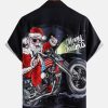 0caa124697c0d4f28e62d38b4313e9b1255b008fac467b62d9c8d979c24d170b.jpg Men's Santa Print Casual Short Sleeve Shirt with Breast Pocket