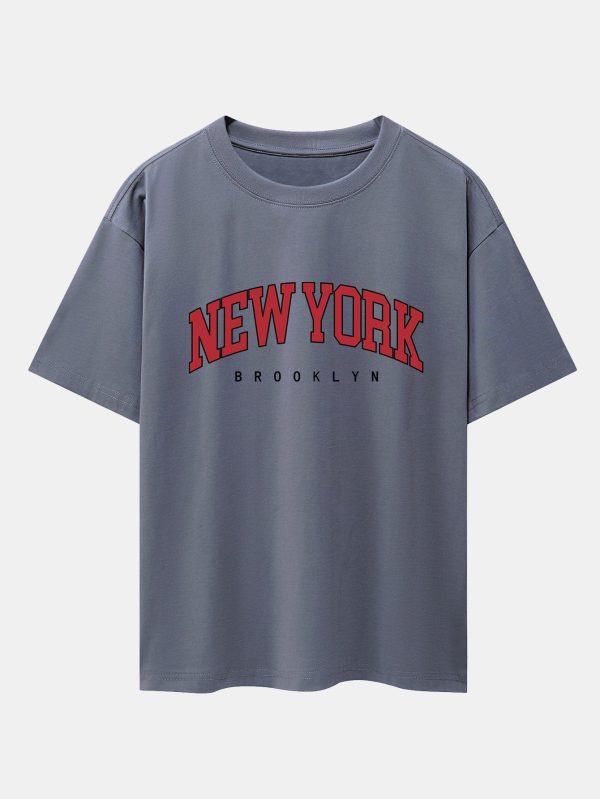 0ef027d9946ef4607ce375c3e307dafe09adc8fc403d72d192f689074ca85440.jpg New York Print Drop Shoulder Oversize T-Shirt