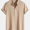 0f2816915df00670e894993b5d00bbf5cd042f0f653cb13b42afeaa2da6a7c42.jpg Wrinkled Cotton Half Open Placket Henley Collar Shirt & Straight Leg Linen Pants