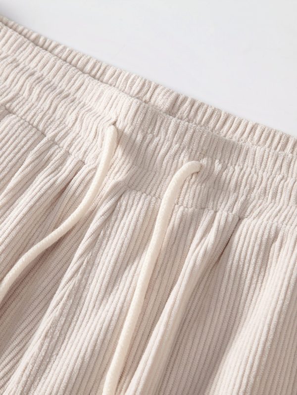 Corduroy Button Up Short Sleeved Shirt & Straight Leg Corduroy Pants