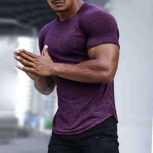 1054b244b83a8d00b7e2071bcabe0566de39fd9988fc93584535a69c9b3333cd.jpg Men's Casual Slim Solid Color T-Shirt Fitness Running Sports Short Sleeve Tee