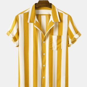 1251afdde9114c6a8f77bd1cffb86e33ec9a61449638b428f52d1ac307425723.jpg Stripes Casual Short Sleeve Shirts & Swim Shorts