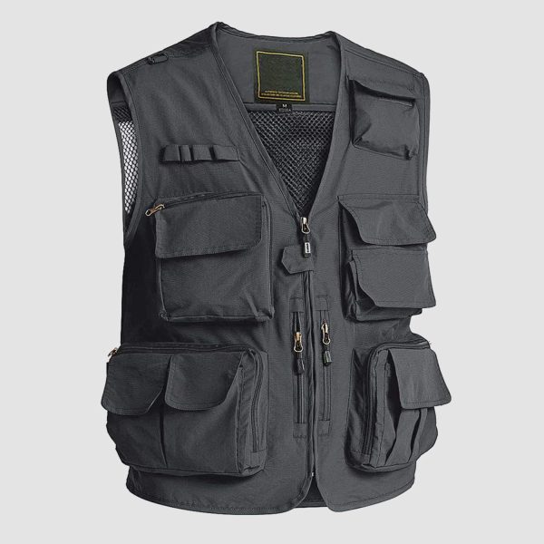 140ea1898b1b18677b0a11d9d9a90ec0cc45f111acaab482c0278991b54acd93.jpg Men's Outerwear Vests Mesh Sleeveless Outdoor Work Vest with Multi Pockets Cargo Waistcoat Fishing