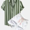 21f1bd8a69b511fb030fa5f7c607276d3114759ab68d9946a684b1d5fc347d54.jpg Stripe Print Button Up Shirt & Swim Shorts