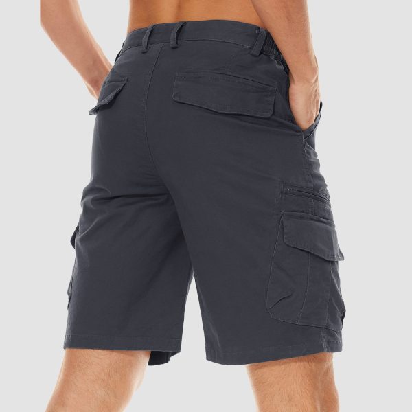 21fa86343ed445d2ad29c3395a9accb4d17c05d19343b40ba8d7fef07a30cef8.jpg Men Classic Cargo Lightweight Many Pockets Work Elastic Waist Casual Cotton Comfortable Shorts