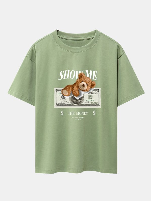 Money Bear Print Heavy Weight Oversize T-Shirt