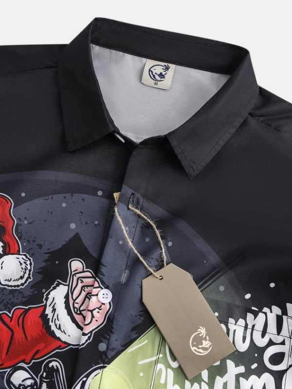 22f9e4b2ae2cdf1526a3d7f1bcd85fa73c9ceffe3903e9fac85c2d91b234a81c.jpg Men's Santa Print Casual Short Sleeve Shirt with Breast Pocket