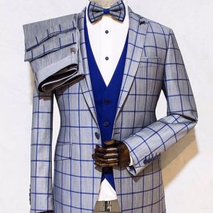23b682133b02f43a5e53050a990296e29208a97c0eb81e0c81f1ca40cacb7882.jpg OK Dressy Plaid Blazer & Pants & Vest & Shirt & Bow Tie 5Pcs Set