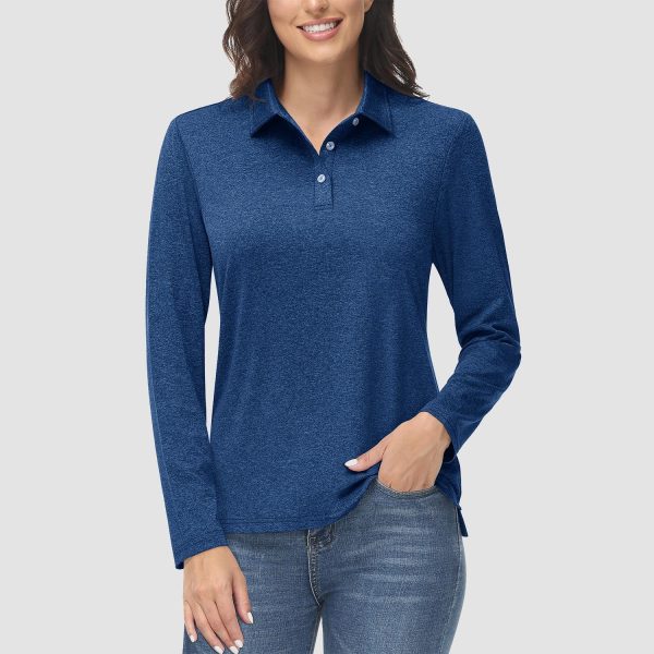 2518c42012e86b9a3988ae7a95d0e902fc16f38ce000939f3d4dcd01db7aa0f8.jpg Women's Polo Shirts Long Sleeve UPF 50+ Sun Protection Golf Shirts Quick Dry Athletic Workout Collared Shirt