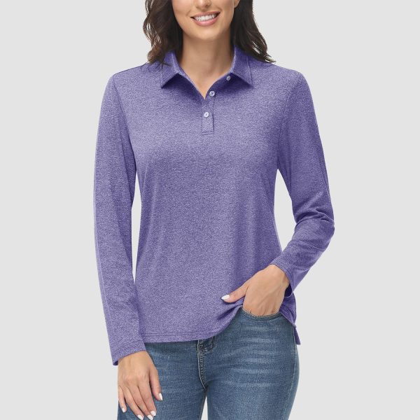 2775b72ead816cabed2a615caff6e4d0df167e56c41877b68200765a4e2d5d9f.jpg Women's Polo Shirts Long Sleeve UPF 50+ Sun Protection Golf Shirts Quick Dry Athletic Workout Collared Shirt