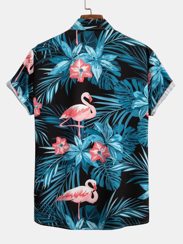 277fa354c4e8e4c6def02253a7e5c2cfaf3082fe2a81233f26dd74a1905a4b37.jpg Flamingo Tropical Print Button Up Shirt & Short Length Swim Shorts