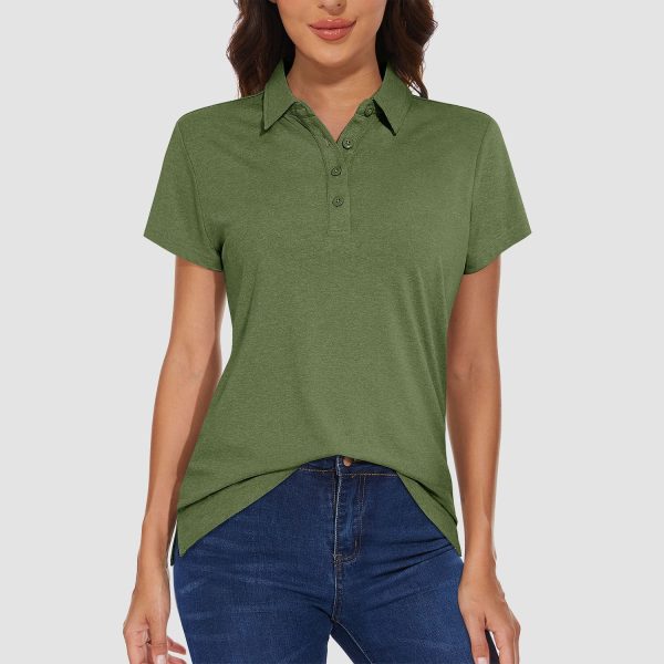 28351a1b23efd5ca0968668ca95313ec997b8c231d7eb5c021f0b38c16098016.jpg Women's Polo T-shirt 4 Buttons Casual T-Shirts Quick Dry Short Sleeve Golf Shirt