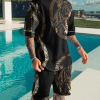299fbe6566408c3e44a9c2fa21839f39051d6de3477215497517d05cd0aa0da7.png Men's Tiger Print Short Sleeve Two-Piece Set 3 Colors