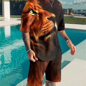 29f240e1cf94a884e40c5242593d3ad7ef99b2697baf17ab01af34c2d5dd15b1.png Suitmens Men's Statement Lion Print Shorts Suit