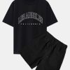 29fb083ca2b4bbafb5b2137c01b0f72ac14d45f1dca75dfafdf73026522057ad.jpg Los Angeles Letter Print Drop Shoulder Oversize T-Shirt & Corduroy Shorts