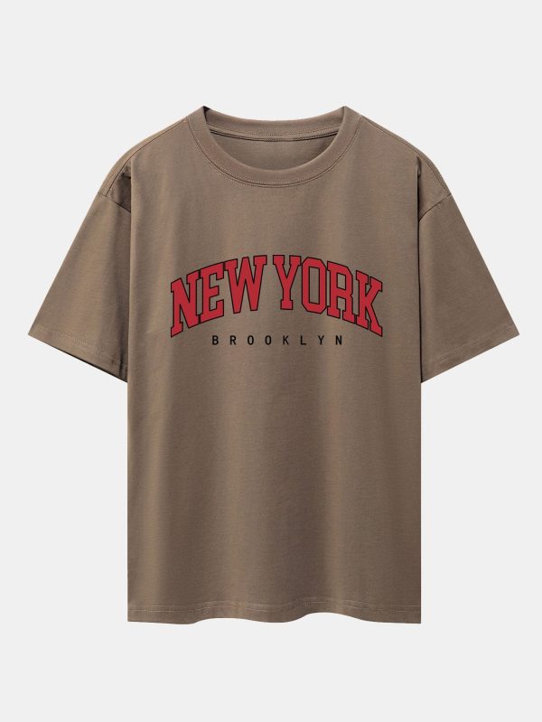 309de6860e2c891ce1c93e60ceb90419bbf6f8535bdde1ab63f7a4c2291cf9a4.jpg New York Print Drop Shoulder Oversize T-Shirt