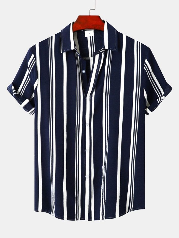 31db65f12ca4e379d50907366ab5104d6cf5122d78af8fb31a7b8d86d062f4ba.jpg Stripe Print Button Up Shirt & Swim Shorts