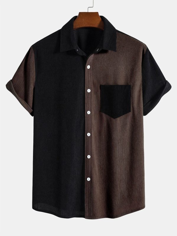3286d2362b8f84a98a7f6d535efbd6c00279b9b4ffe16ad92644da13df86ee40.jpg Short Sleeve Two-Tone Corduroy Shirt & Corduroy Shorts