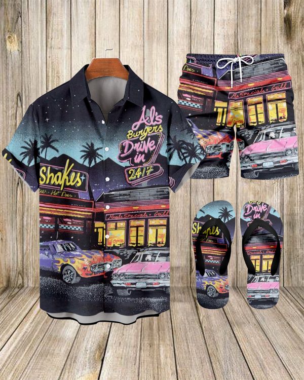 Suitmens Men's Spring Classic Car Shirt Three-Piece Set 074