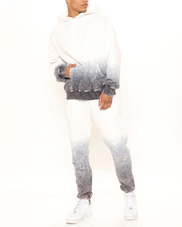 Men's Ombre Tie Dye Print Hoodie Set