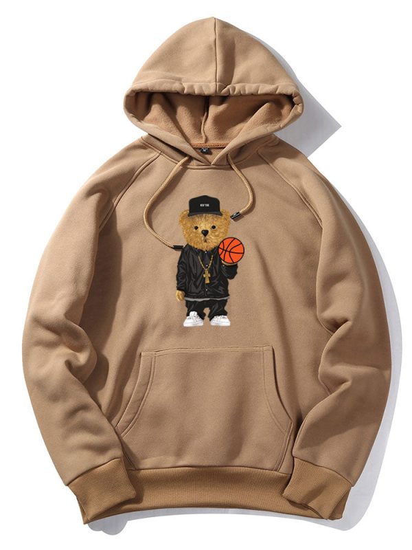 Basketball Bear Print Hoodie & Jogger Pants