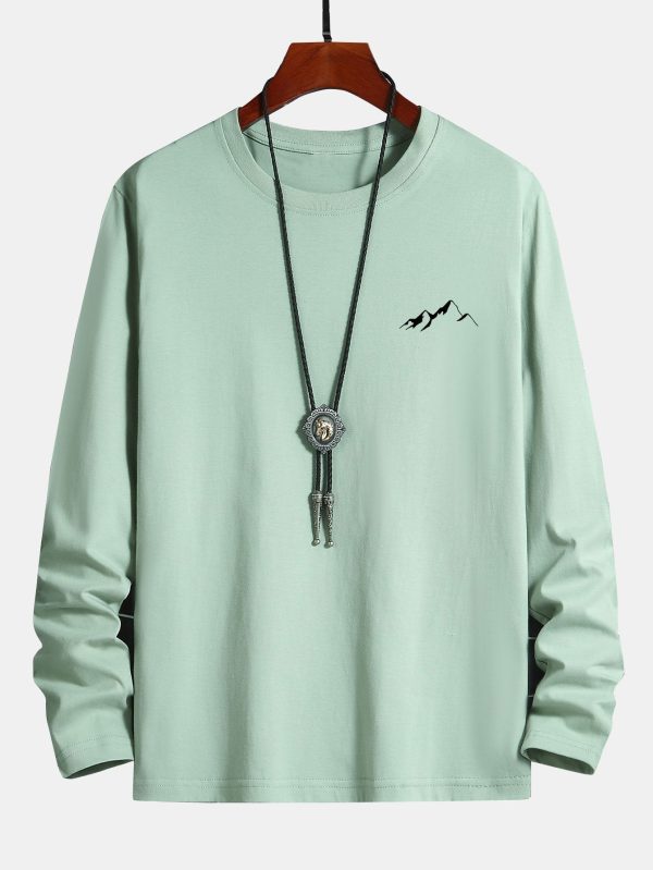 38bc4eb2a9afbdacc1b870495ad6af9853857cca72075e8bcddee1f8d6ab3cac.jpg Long Sleeve Mountain Graphic Print Cotton T-Shirt