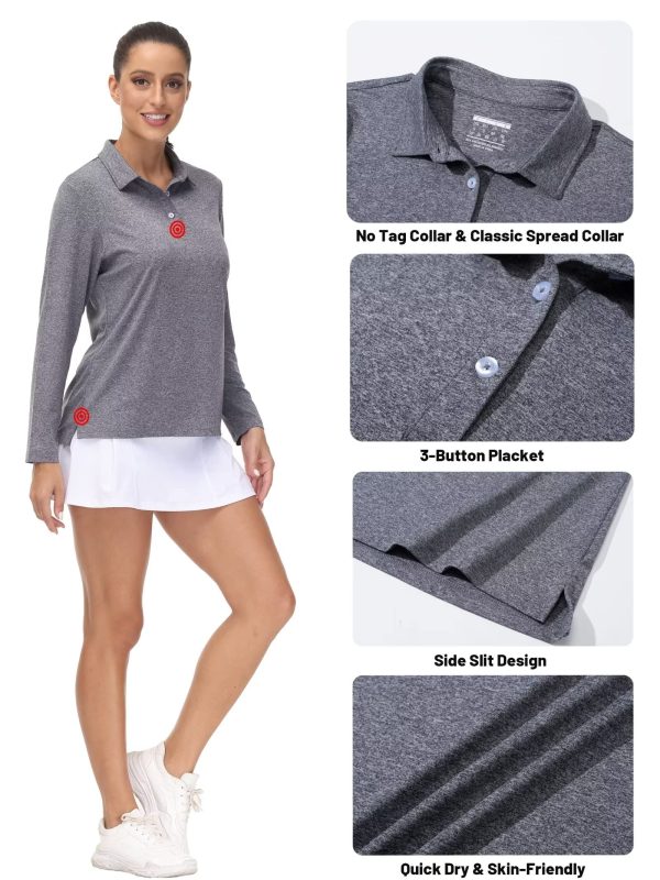 3aaee5fd2070391bb5005141b4187361bc42441e91cd3a201c19dde798bcdd73.jpg Women's Polo Shirts Long Sleeve UPF 50+ Sun Protection Golf Shirts Quick Dry Athletic Workout Collared Shirt