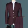3d6e78e1f397de15a401d22bf5b3965e6727e9b7531f39c929d431d264114e6b.jpg Business Plain Mock Neck Button Front Blazer & Pants Set