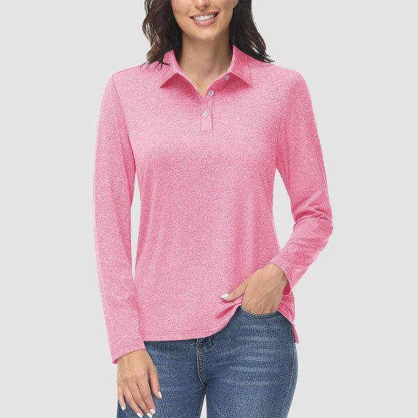 3de9b7aecd0ce590bce1225b2541f2141e4479e720bc82ecdcc22fe82c038251.jpg Women's Polo Shirts Long Sleeve UPF 50+ Sun Protection Golf Shirts Quick Dry Athletic Workout Collared Shirt