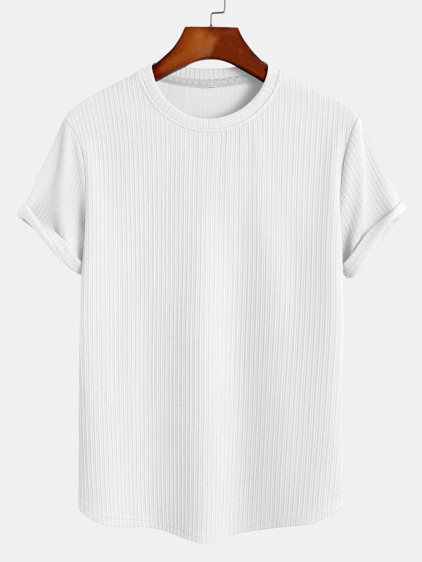 3e9ef5cfbac92bc64dda2f1313239d281418f8541b95f4c810598f4ddb15d35c.jpg Muscle Fit Arc Hem Ribbed T-Shirt