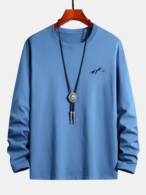 4245704b80aaa376e7c467cbdfad3f8b552a7da6d1487458708c769a5af80e81.jpg Long Sleeve Mountain Graphic Print Cotton T-Shirt