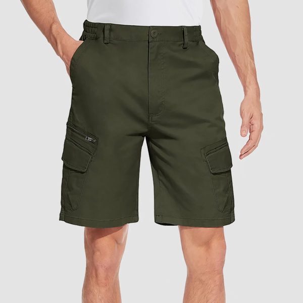 43280e2116d028271ea5f53511901d3426c1488b16b36a5a3dc84a332dd0419b.jpg Men Classic Cargo Lightweight Many Pockets Work Elastic Waist Casual Cotton Comfortable Shorts