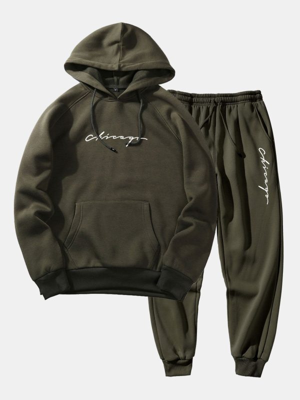 Chicago Print Raglan Hoodie & & Jogger Pants