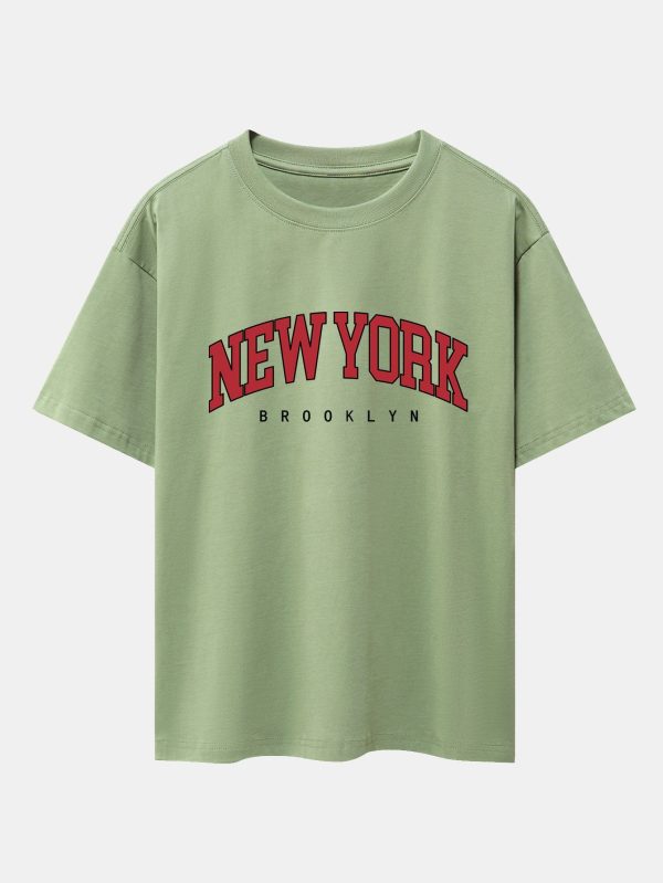 4a04c3aced44b5dcd8b20582251d6d59d6c1bfe9c758976b46e5051cc5ddde5f.jpg New York Print Drop Shoulder Oversize T-Shirt