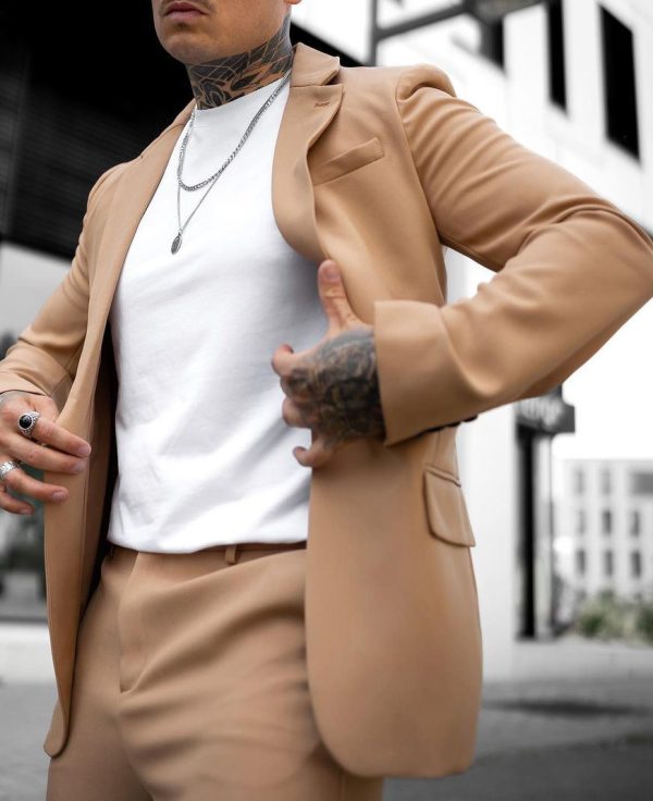 4b2fb8ee4e2c730247939ed4c24d00f4cacb827429821389d58dcd16701e1cfc.jpg Casual Plain Notch Lapel Button Pockets Blazer & Pants 2Pcs Set