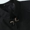 4f8212874af88f3a802c1fd41457ba35007137f638627c37390565f1ce373c47.jpg Business Plain Mock Neck Button Front Blazer & Pants Set