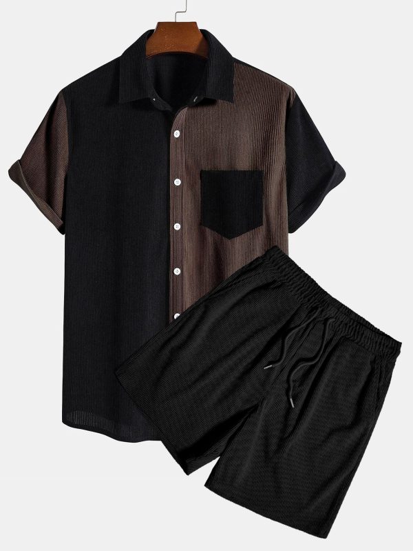 5c69e10f21ed0460e4719e5e610fe3d514049aa1463205be18d9df748677845f.jpg Short Sleeve Two-Tone Corduroy Shirt & Corduroy Shorts