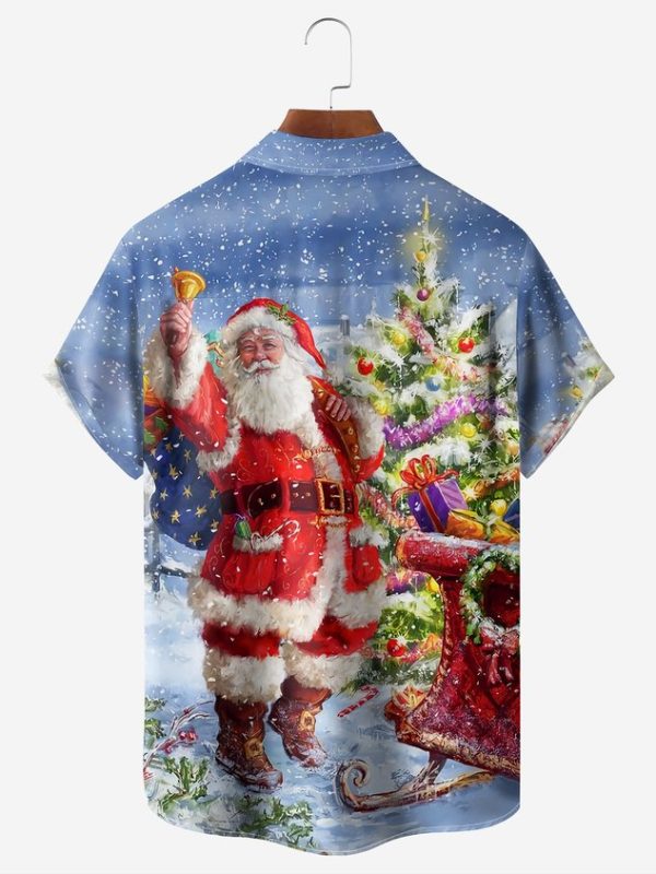 5d01a091467e227d88bebc298324d672b7c86c25d40972cbf08b899f0efde995.jpg Christmas Santa Chest Pocket Short Sleeve Casual Shirt