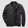 Men's Cotton Cargo Jackets Stand Collar Lightweight Tactical Jacket Windbreaker 4 Pockets