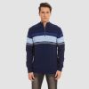 Men's Sweater Half Zipper Turtleneck Warm Pullover Slim Fit Casual Comfortable Striped Knitted Sweaters