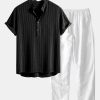 669bdd41f10b0d7f4ef5a5fc25f2d49452078e83ff62b0db02f5639803614a02.jpg Linen Blend Striped Half Open Placket Henley Collar Shirt & Straight Leg Linen Pants