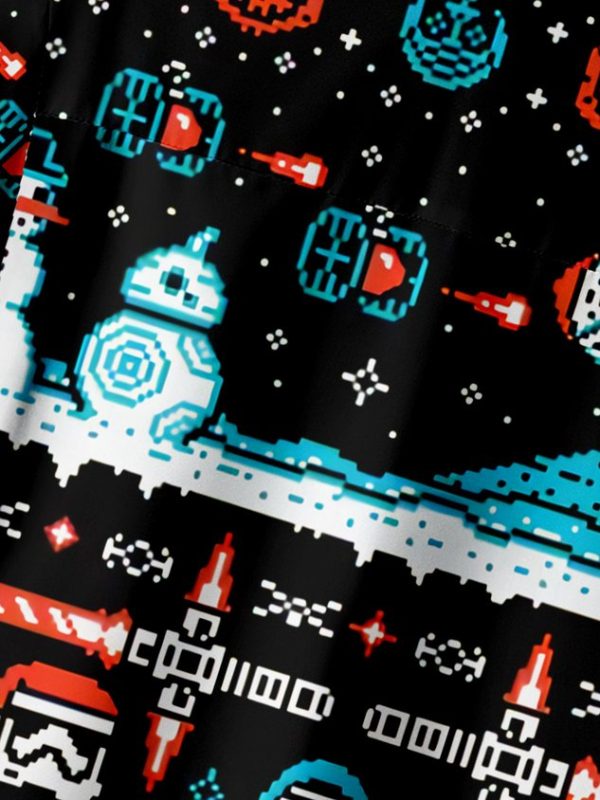 6714d02d5c413c0cce15824ba58365f2d13a951aabbb35afa53167609d702906.jpg Christmas Cartoon Graphic Chest Pocket Short Sleeve Casual Shirt